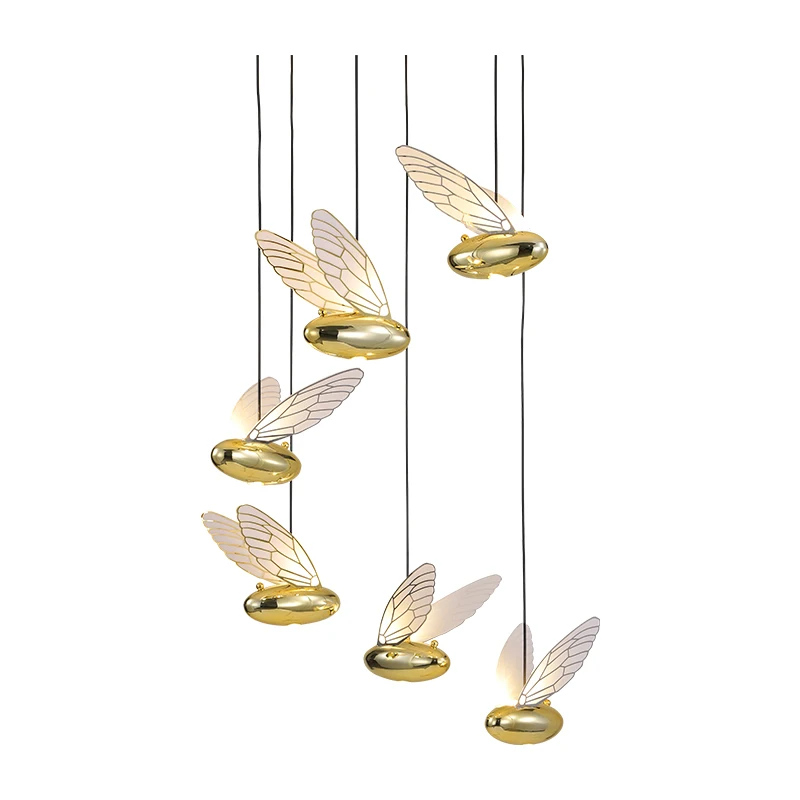 

Creative Bee Small Pendant Lights Designer Living Room Bedroom Restaurant Bar Shop Decor Light Fixture Gold Resin LED Droplight