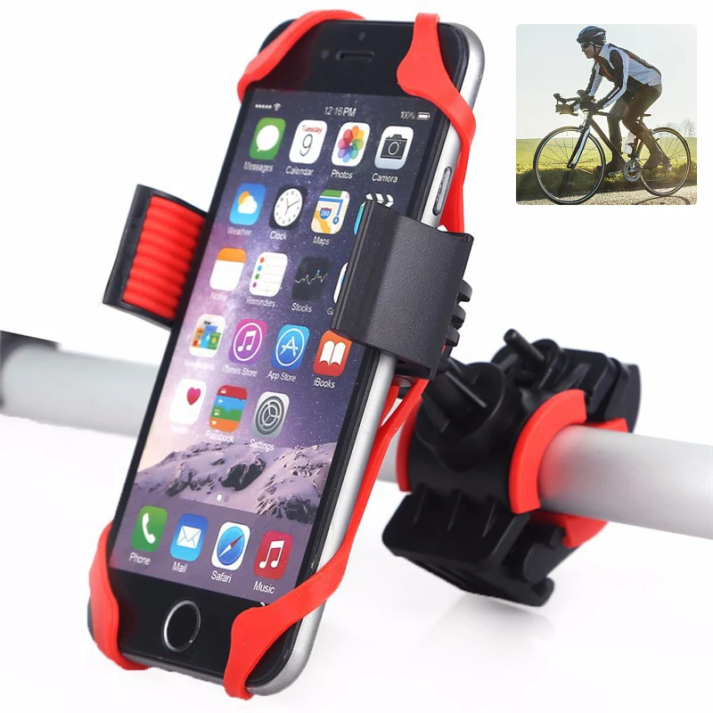 

Silicone Bicycle Holder Universal Motorcycle Bike Handlebar Phone Stand GPS Mount Bracket For iPhone 12 Samsung Xiaomi