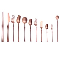 stainless steel cutlery set rose gold tableware dinnerware set forks spoons knives chopsticks rose gold 1810 dishwasher safe