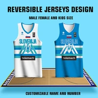 reversible basketball jersey for men sportwear slovenia letter prints team name logo sports training quick dry tracksuits unisex