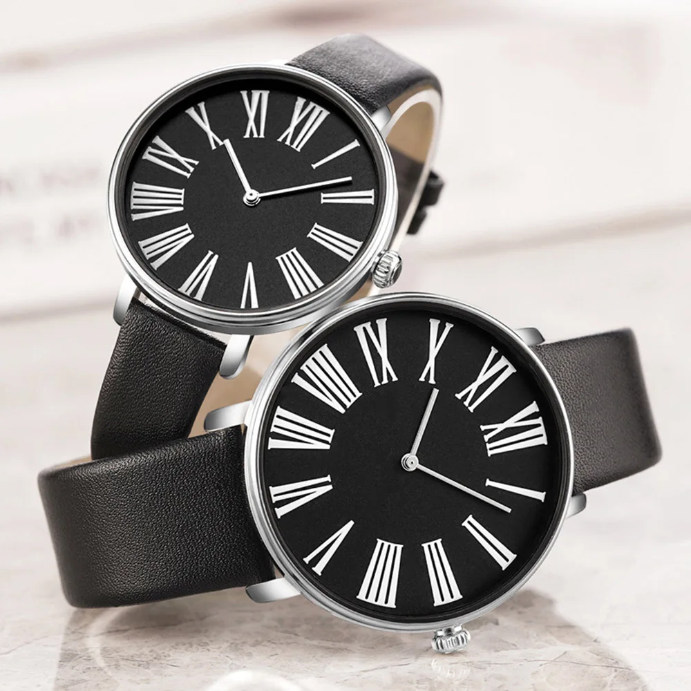 Fashion Men&Women Couple Quartz Watch Simple Leather Waterproof Wristwatches Clock With Bracelets Lady Gift Box Relogio Feminino