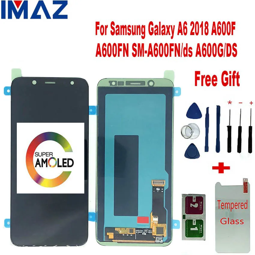 ЖК экран с AMOLED матрицей IMAZ для Samsung A6 2018 A600F A600FN 5 6 дюйма сенсорный цифровым