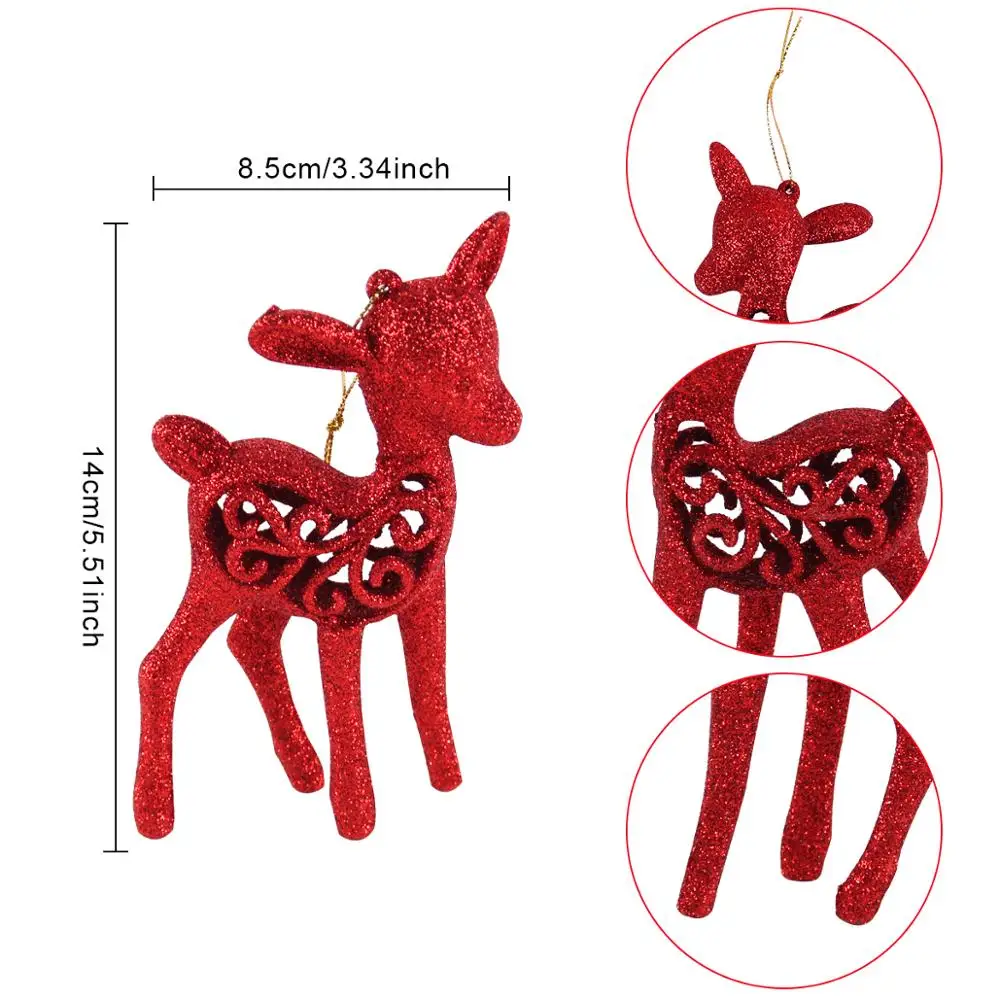 3 шт./лот блестящий Рождественский олень рождественская елка украшения для дома