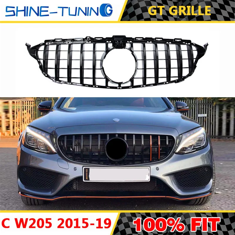 Подходит для mercedes New C class W205 GT R GTR Grill 2019 C180 C200 C250 C300 без эмблемы 2015 19 с/без камеры
