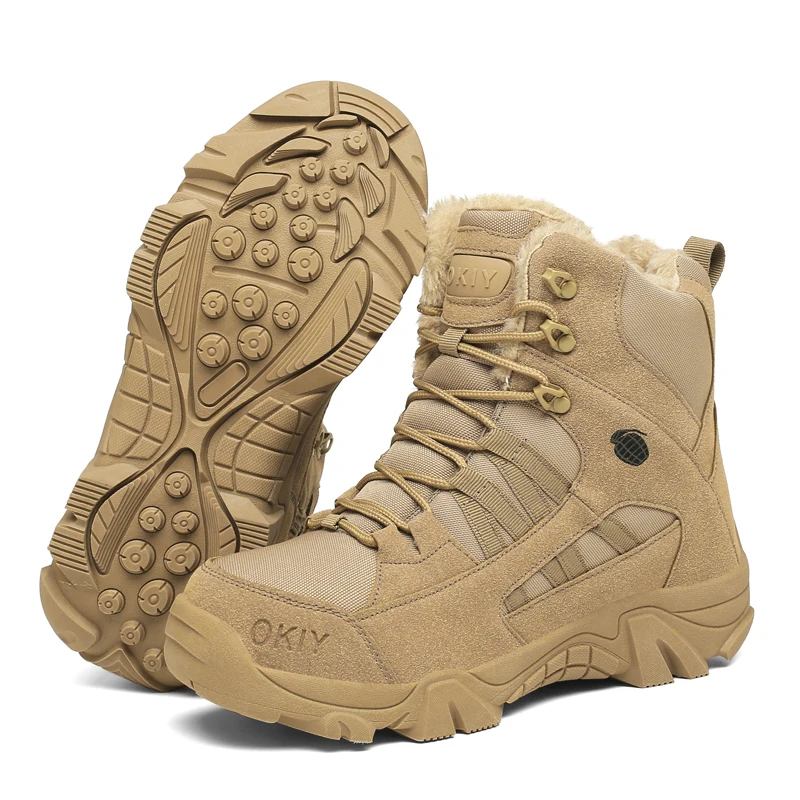 

New Warm Plush Snow Boots Non-slip Men Work Boots Waterproof Winter Men's Boots Outdoor Desert Boots Men Army Boots Ankle Boots