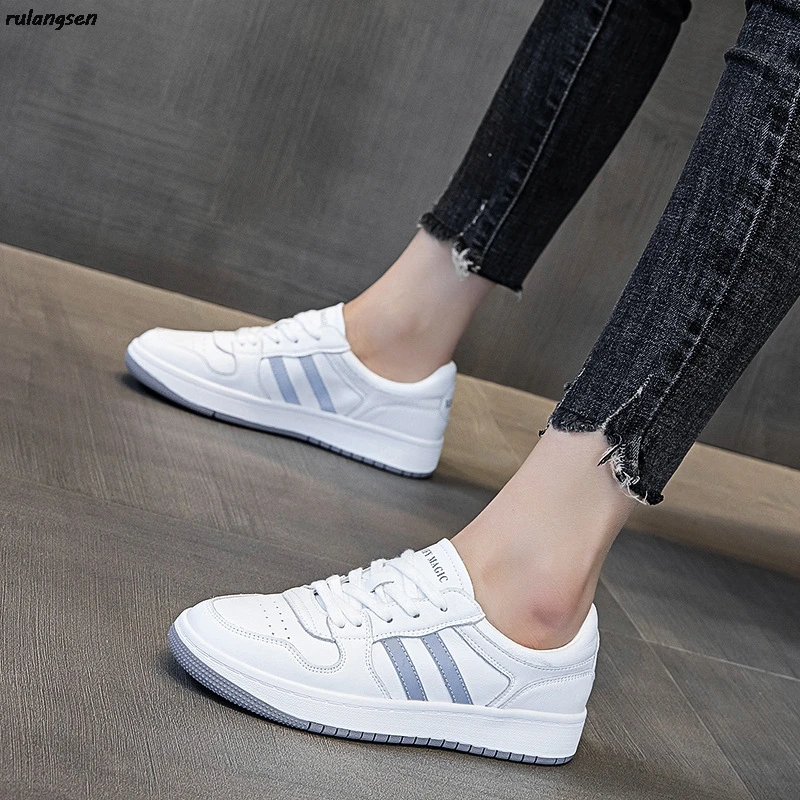 Large Size Women's Shoes Leather Small White Board Shoes Women's Flat Bottom New Women's Shoes All-Match Student Casual Shoes