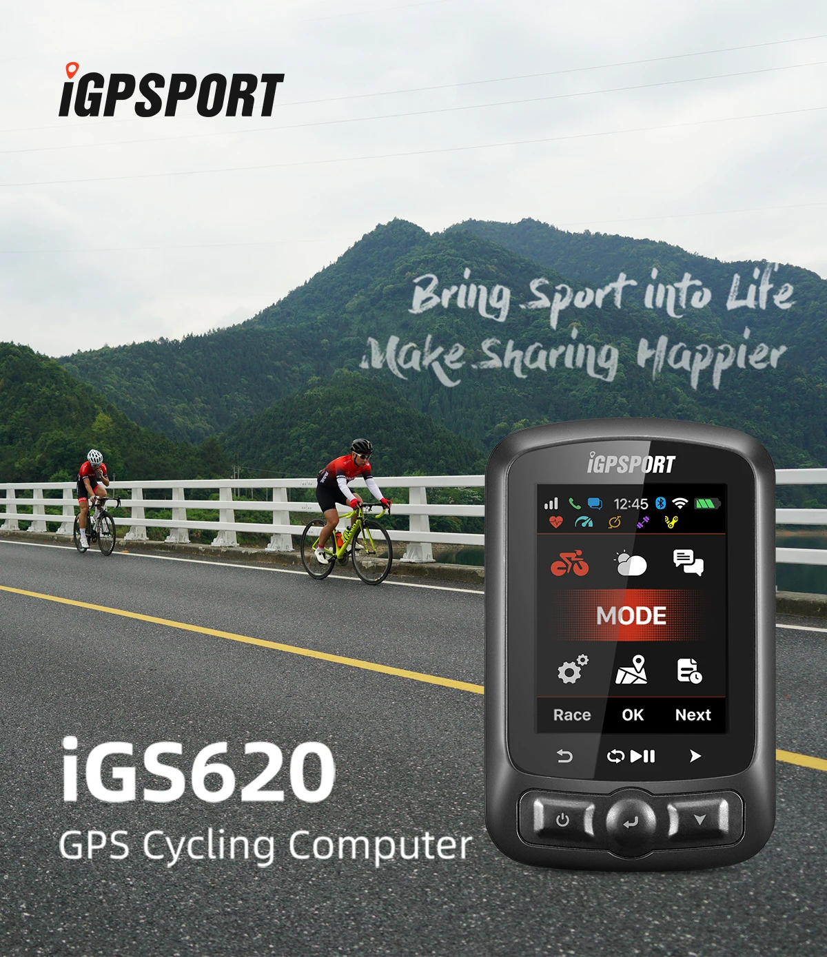iGPSPORT iGS620 GPS Bicycle Computer Tracker Bike Navigation Speedometer IPX7 Color Screen 3000 Hours Data Storage