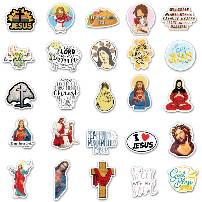 

10/30/50PCS Classic Jesus Christ Cartoon Travel Case Notebook Skateboard Car Bicycle Graffiti Decorative Stickers Toy Wholesale