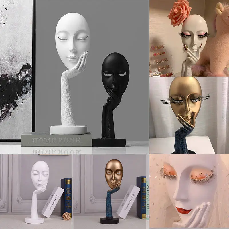 Resin Sculpture Statue Nordic Home Decoration Desktop Decoration Crafts Office DIY Painting Creative Art Face Mask Ornaments