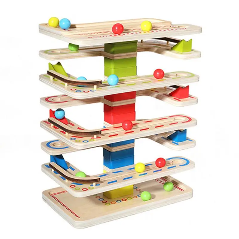 

1 Pc Early Educational Wood Rolling Ball Track Children's Focus Training Toy (Assorted Color)