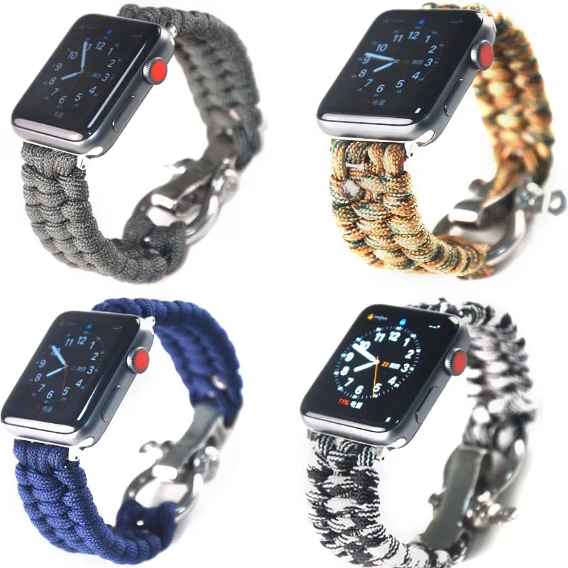 Ремешок нейлоновый для Apple Watch Band Series SE 6 5 4 3 2 1 браслет из паракорда выживания bands 42