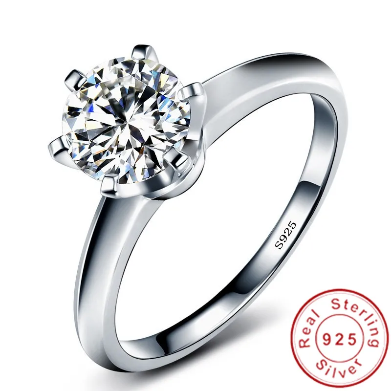 Косынка 1ct лаборатории кольцо с бриллиантом 925 стерлингового серебра обручальные