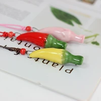 creative retro whistle ceramic necklaces for women red pepper necklace pendants clavicle chain student jewelry