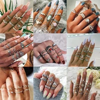 30 styles bohemian rose chain ring set personality retro sun moon feather finger boho midi knuckle ring birthday jewelry gift