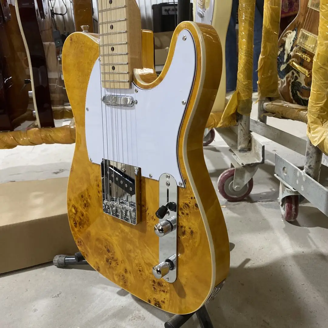 

TELE Electric Guitar Burl Maple Top Maple Fingerboard Chrom Hardware Free Shipping High Quality Guitarar