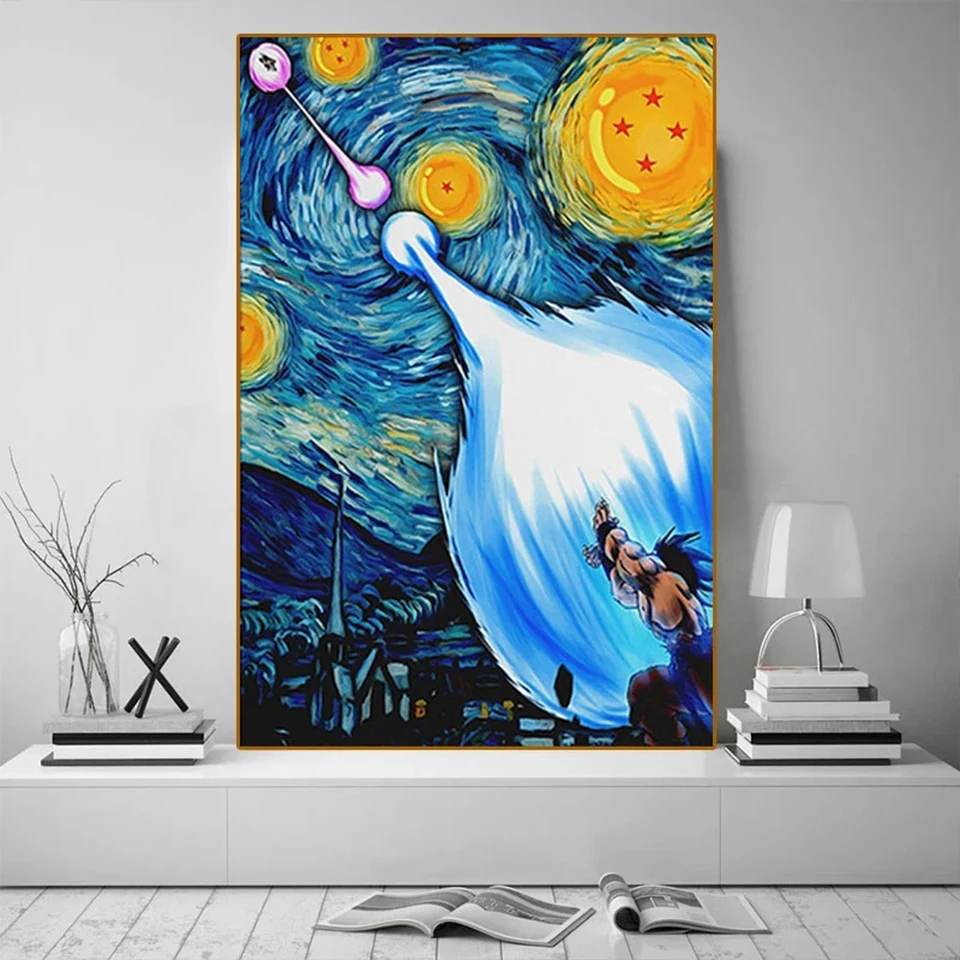 

Van Gogh's Anime Goku DIY Diamond Painting Full Drill Square Starry sky Diamond embroidery abstract mosaic art home decor