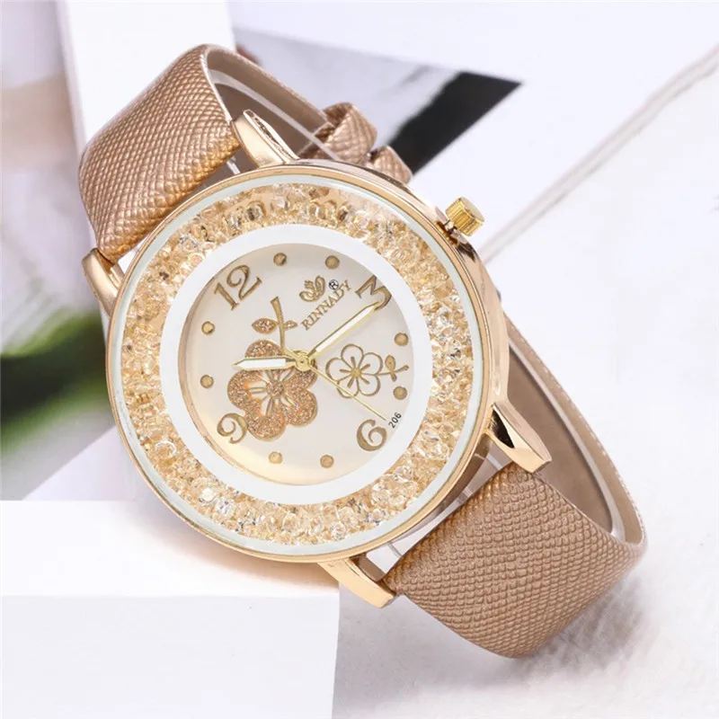 Fashion 2019 Simple Flower Inlaid Rhinestone Belt Watch Ladies Quartz Gift Wristwatch Clock High Quality WD | Наручные часы