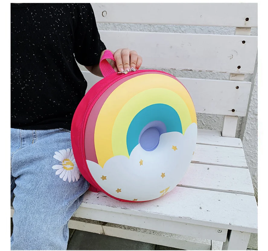 New Cartoon Donut Small Backpack In Kindergarten Korean Version Cute Rainbow Children Bag Boy Kid Girl Fashion Shoulder Bag