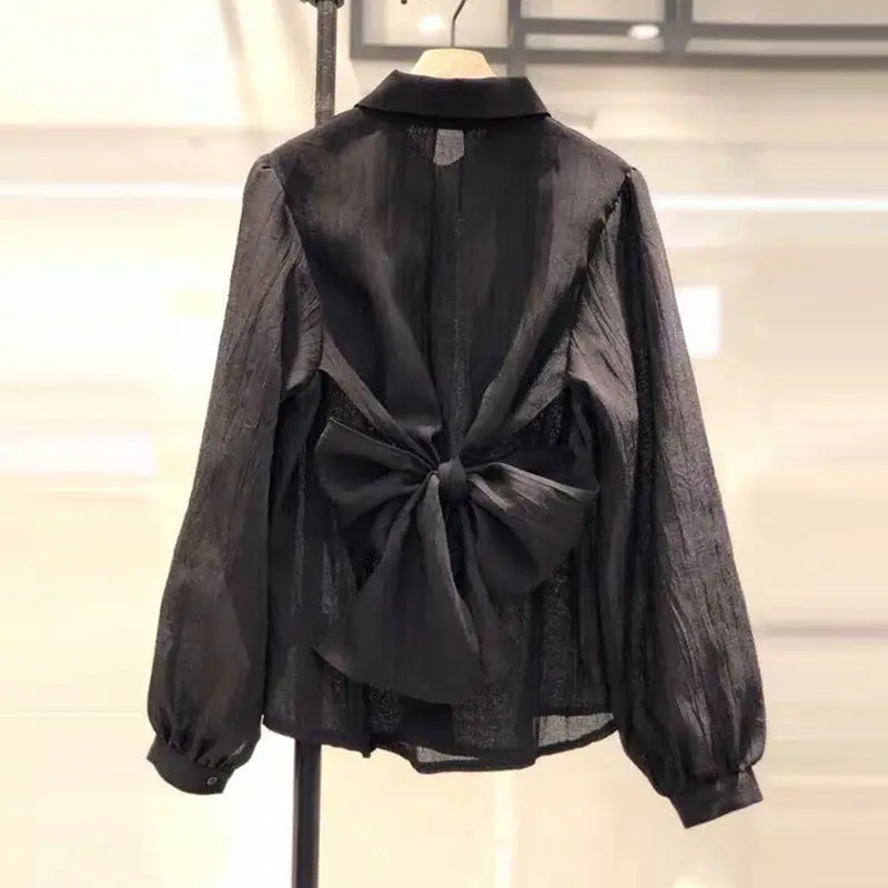 

Bow Tie Shirt women's new western style thin top in spring and summer of 2021