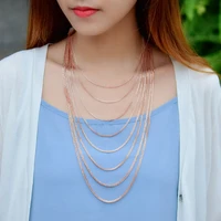 sa silverage plus long sweater chain jewery sterling silver 925 s925 silver necklace female rose gold and silver chain thin