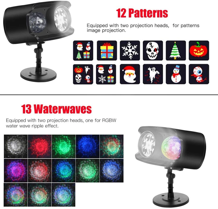 13 Вт Рождественский светильник проектор с анимационным эффектом IP65