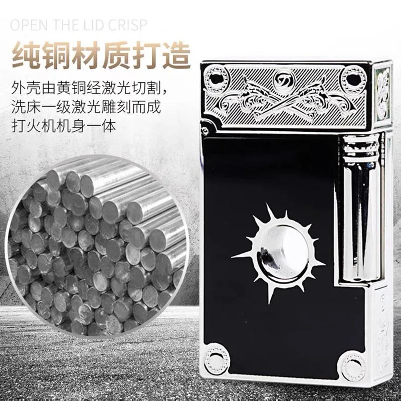 

Ковбойская черная двухцветная краска из чистой меди, Высококачественная газовая надувная стальная зажигалка с открытой крышкой