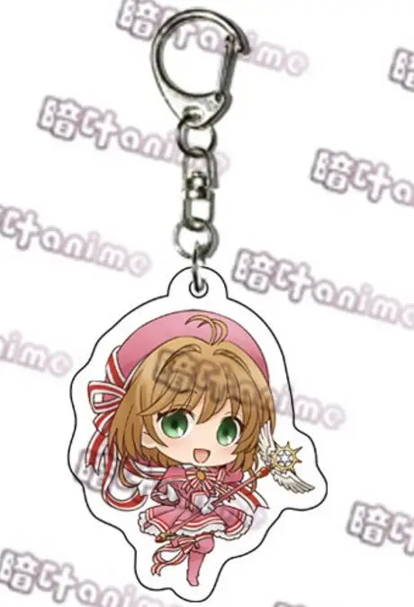 Красный Япония Аниме карта Captor SAKURA LI SYAORAN KINOMOTO TOUYA Tsukishiro Yukito Косплей акриловый брелок кулон брелок с игрушкой подарок - Цвет: Красный
