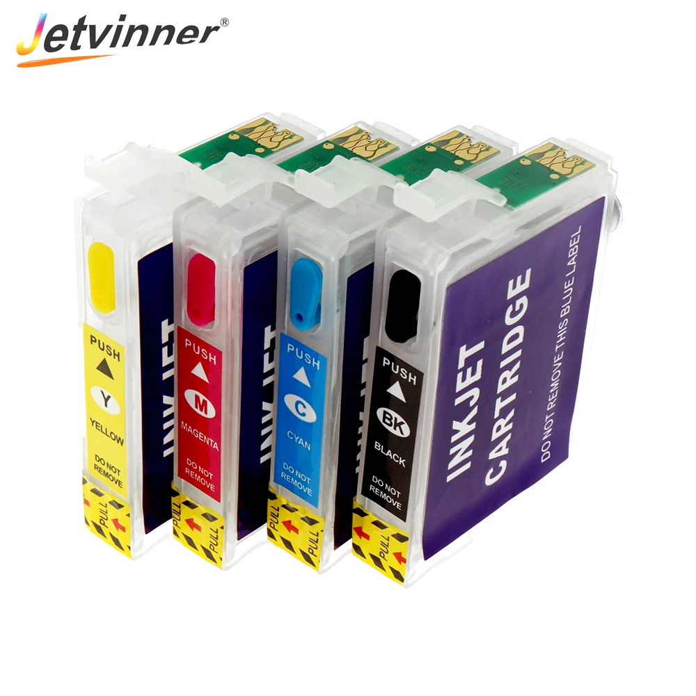 Перезаправляемый картридж Jetvinner 4-цветный для Epson T1281 с чипами ARC Stylus S22 SX125 SX420W SX425W