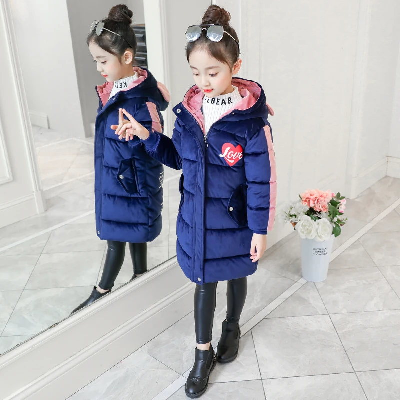 Новинка 2020 зимние пуховики для девочек длинное модное пальто Детские теплые