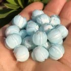 Мятно-синий круглый цветочный бутон в форме лотоса стеклянные лампворк Ручной работы Бусины-разделители для рукоделия изготовления ювелирных изделий своими руками браслет серьги