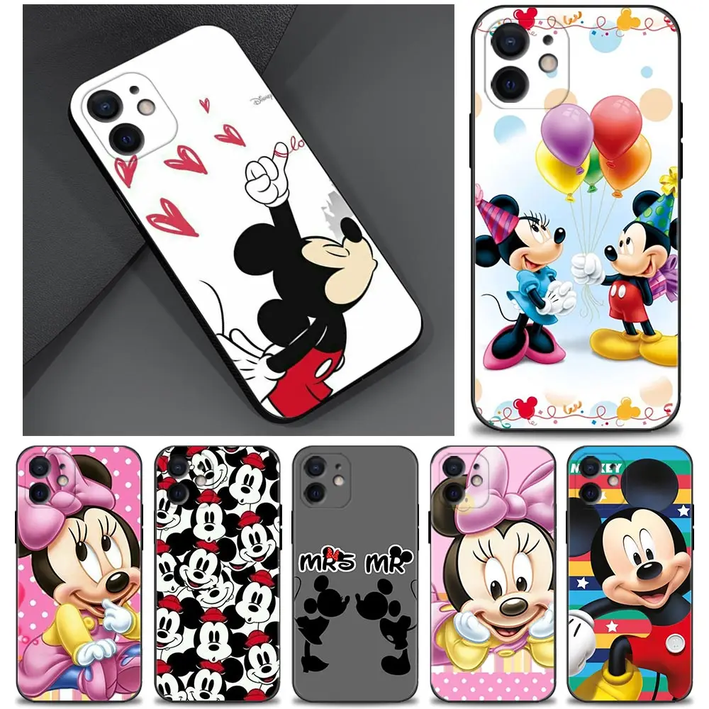 

Mickey Minnie Love Silicone Case Coque for Apple iPhone 11 12 13 Pro Max 5G 11 Pro 12 Mini Cover Bags Housing