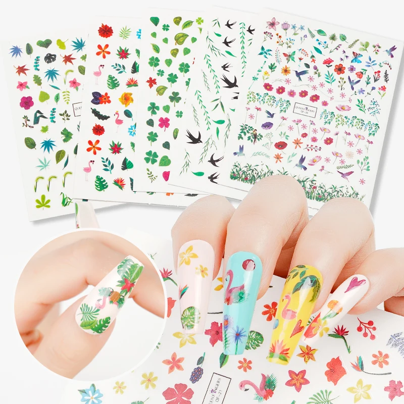 

Spring New 3D Laser Butterfly Nail Decals Nail Art Stickers Blue Flowers Adhesive Transfer Sliders Foils Wraps Designs Manicure