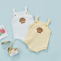 infant kids baby clothing summer cotton jumpsuit cartoon shell printed sleeveless square collar strap triangle bodysuit