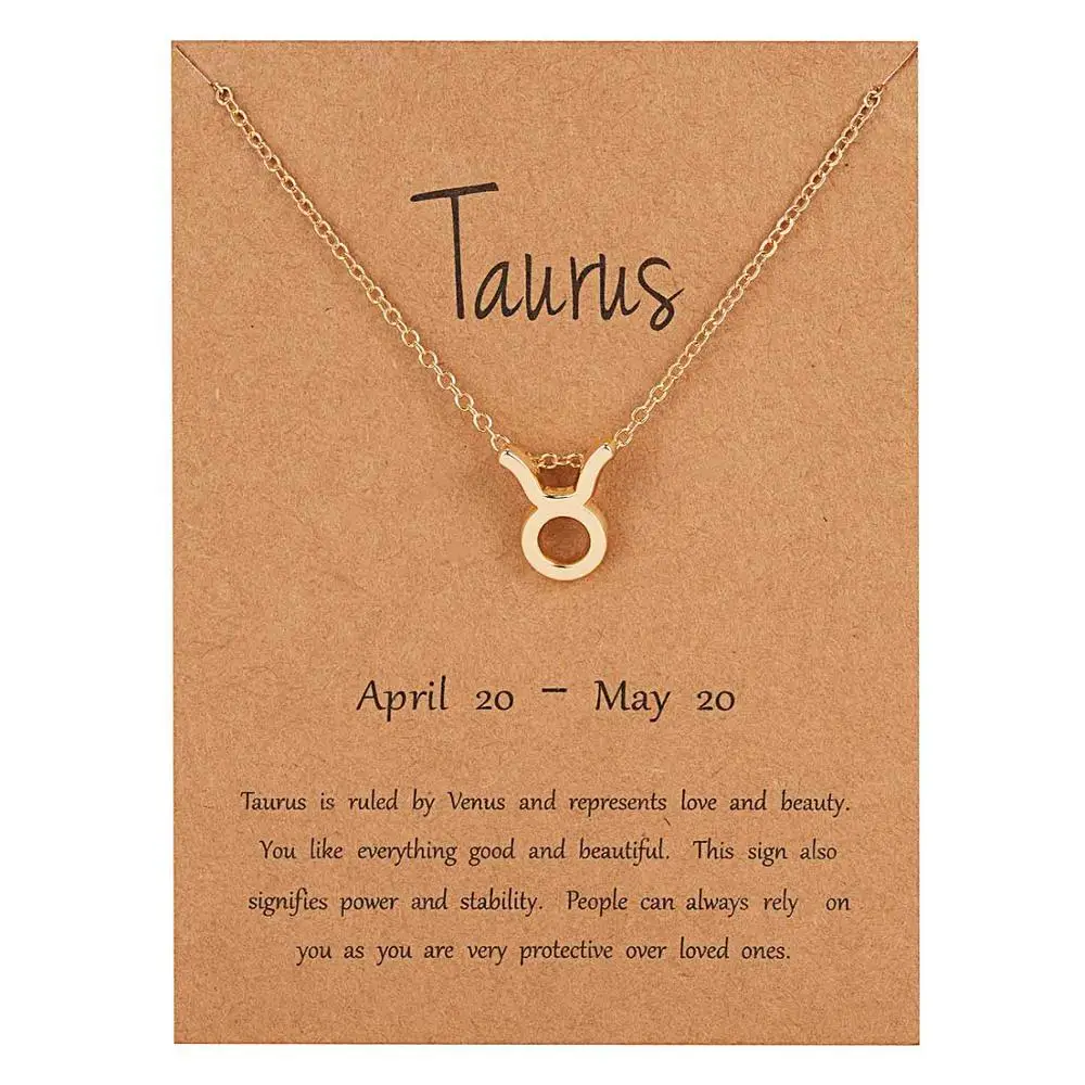 Taurus-gold Belleper 12 Созвездие Знак зодиака ожерелье для женщин серебряные ювелирные изделия Leo Libra Aries кулон ожерелье Астрология - Окраска металла: Taurus-gold