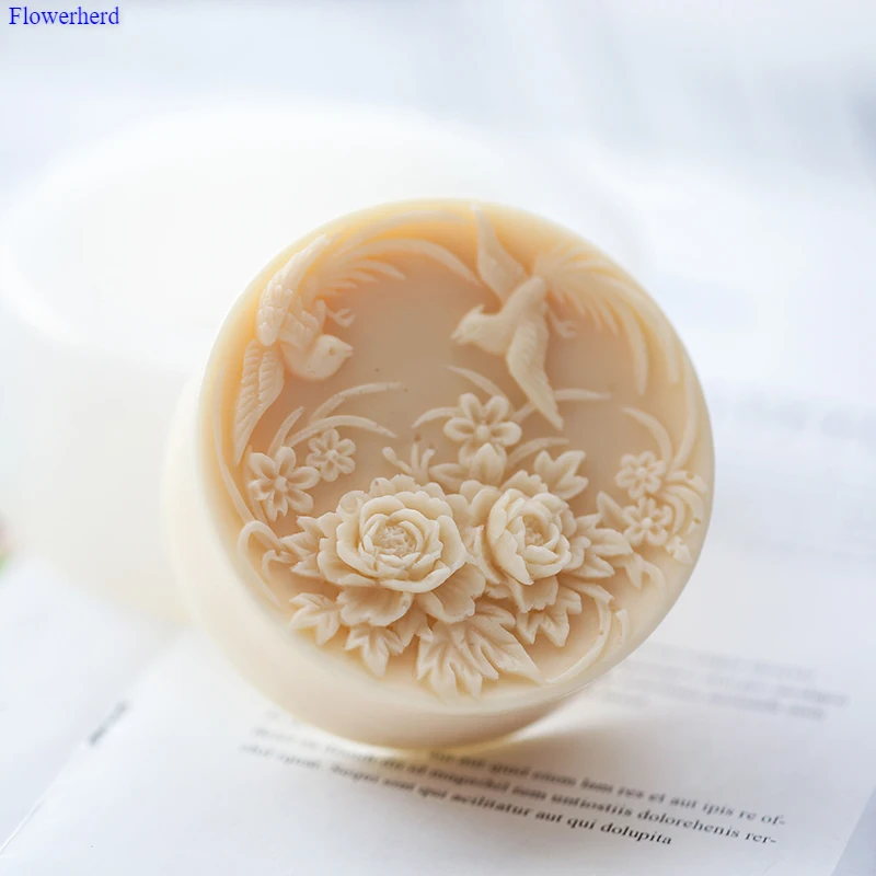 Flying Phoenixs and Flowers Silicone Molds for Soap Handmade Soap Silucone Mold Round Silicon Soap Molds Soap Making Tools