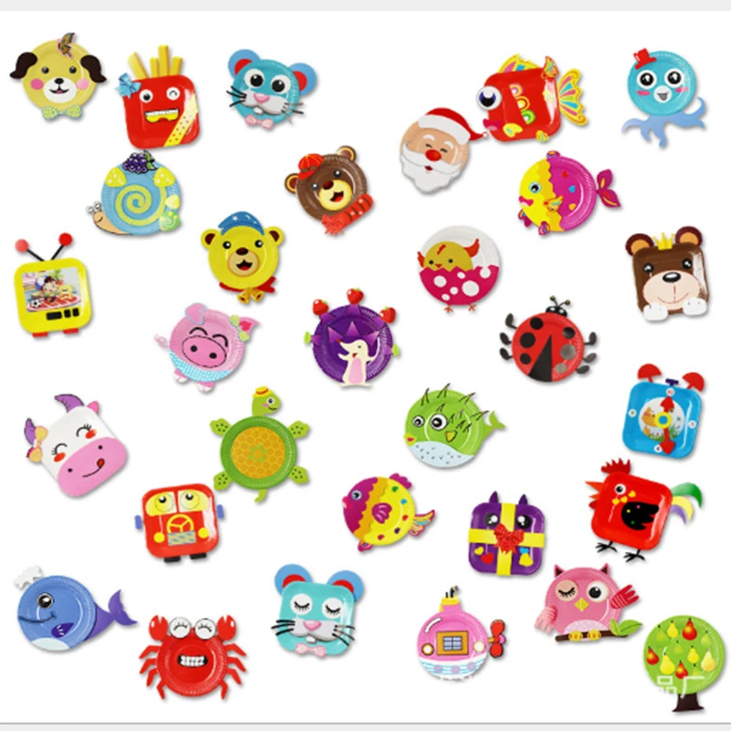 Детские Подарочные Бумажные Тарелки Наклейки Мультяшные животные сделай сам