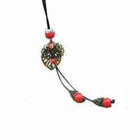retro leaves ethnic style handmade ceramic bead pendant necklace n257