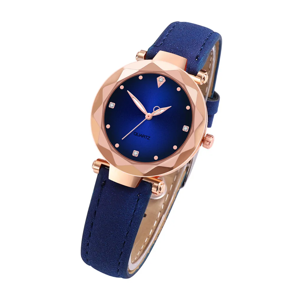 

Luxury Fashion Women Watch Leather Band Quartz Wrist Business Watch Simple And Stylish Dress Wristwatch Blue glass watch #2