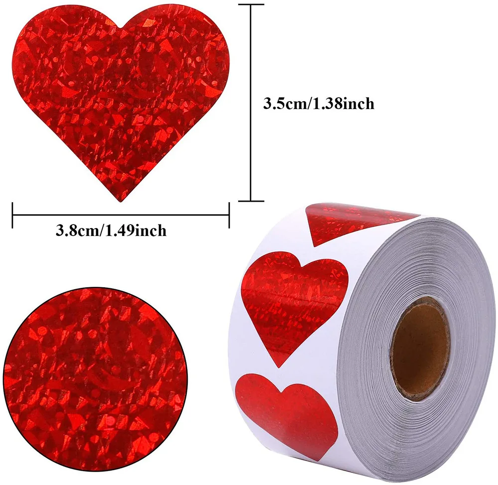 

500pcs Red Heart Shape Labels Valentine's Day Paper Packaging Sticker Candy Dragee Bag Gift Box Packing Bag Wedding