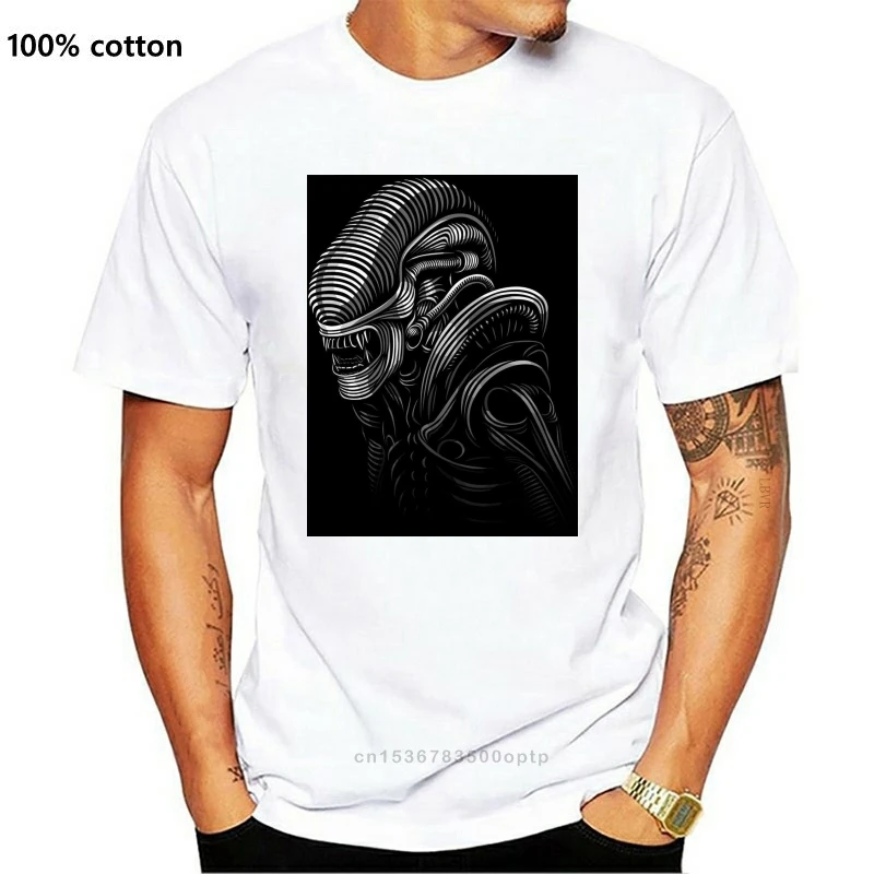 

Футболка Xeno Lines мужская с инопланетянином, майка из мультфильма ужасов, топ в стиле хип-хоп, цвет черный/белый, уникальный дизайн