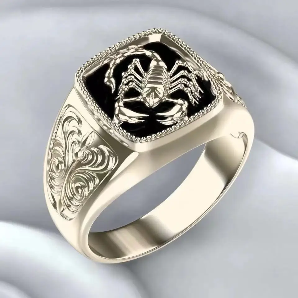 

Scorpio Embossed Men's Ring Silver Plated Animal Poison Scorpion Ring Punk Hip Hop Rock Party Jewelry Anniversary Gift