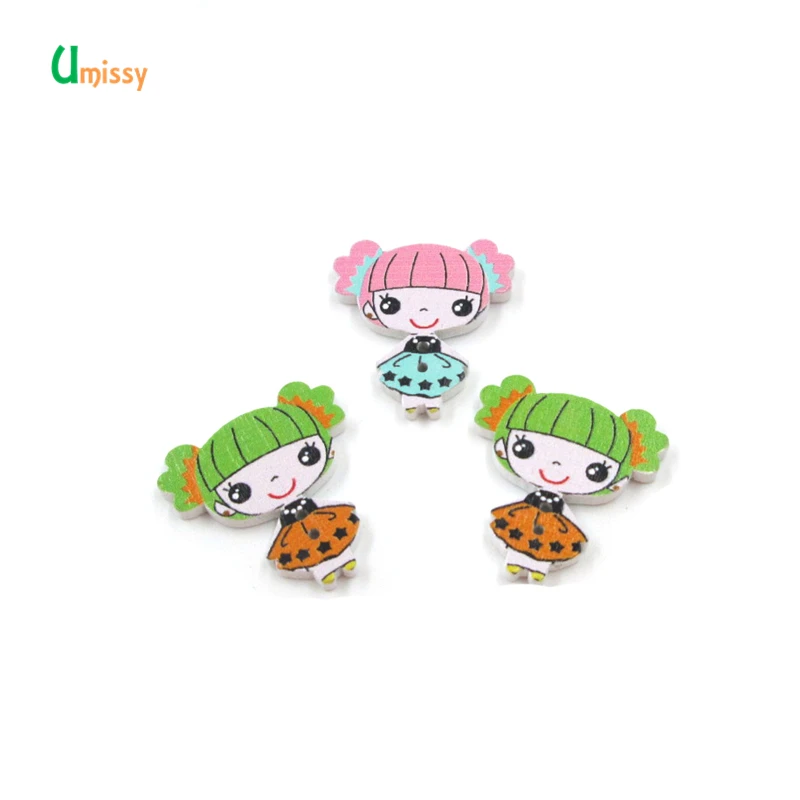 20 шт. милые деревянные пуговицы для девочек декоративные рукоделия цветные Botones