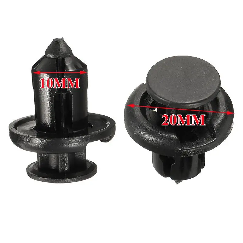 100 шт. черные пластиковые заклепки для автомобиля крыло бампер нажимные зажимы 10