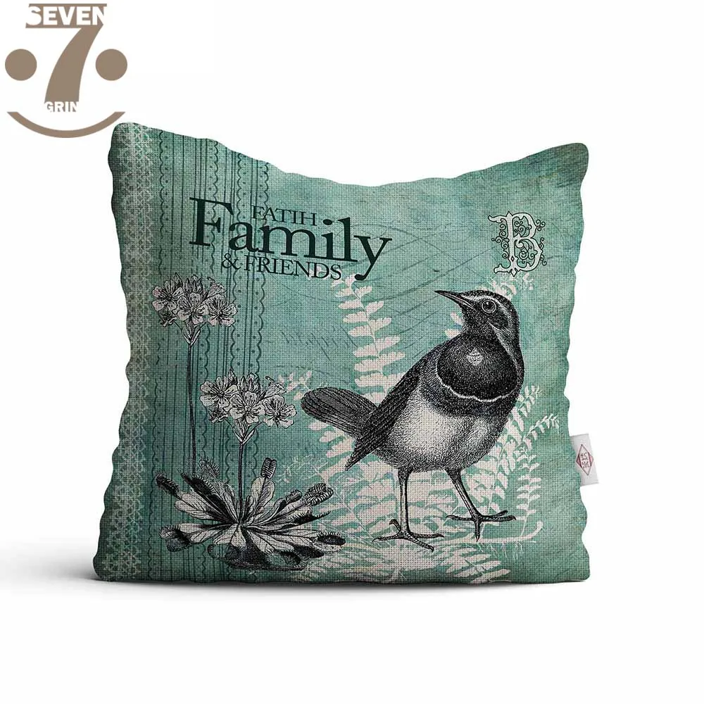 15 Прекрасный винтажный пасторальный цветок воробьи Печатный узор полиэстер 45x45 см квадратные декоративные для дома Наволочки - Цвет: 15