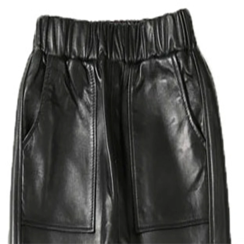 

Genuine Leather 2020 spring New genuine leather leather pants female sheep leather pants slim elastic waist with all the trend o
