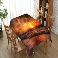 landscape table cloth polyester series dustproof table cover rectangular round wedding tablecloth party supplies