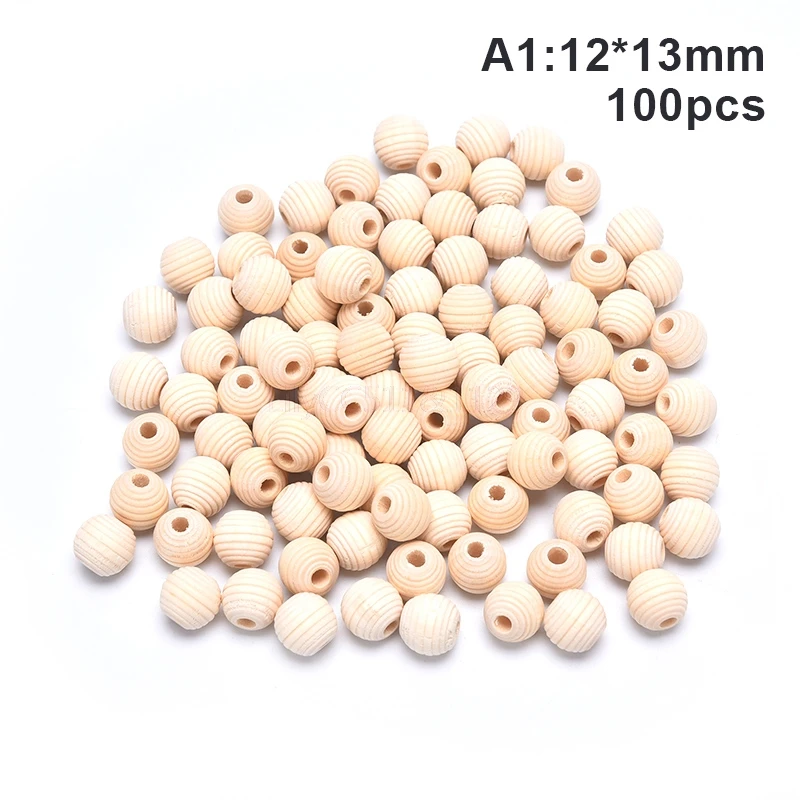 

100pcs/50pcs Wooden Beads Thread Round Eco-Friendly Natural-Color Loose Spacer Beads DIY