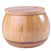 natural wooden salt box spice jar sugar bowl pepper box salt seasoning container storage with lid kitchen salt holder