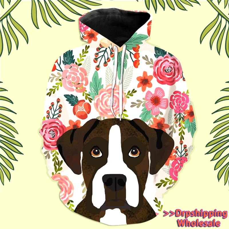 Женские толстовки на заказ друзья 3D цветок горный Мопс Собака Домашние животные