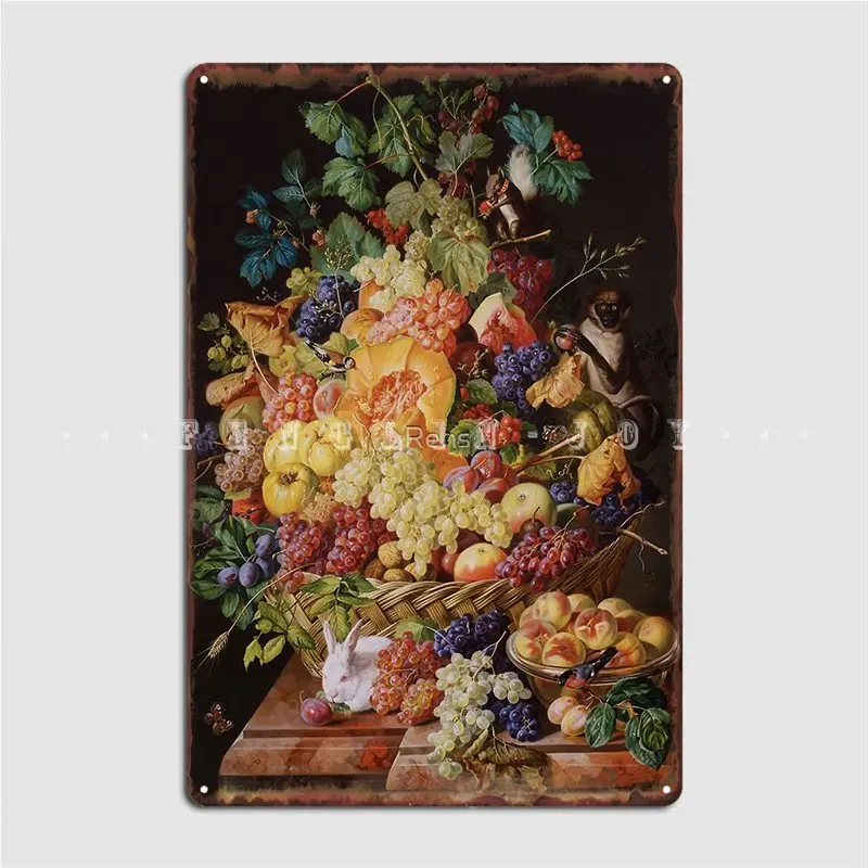 

Leopold Zinnogger Натюрморт с кроликом обезьяны птицы и чипмунк металлический знак Забавный Настенный декор настенная пещера жестяной знак плакат